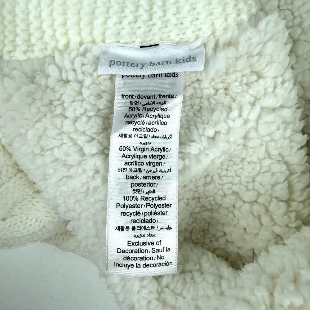Pottery Barn Kids Giraffe Sherpa Backed Knit Baby Blanket Cream Nursery